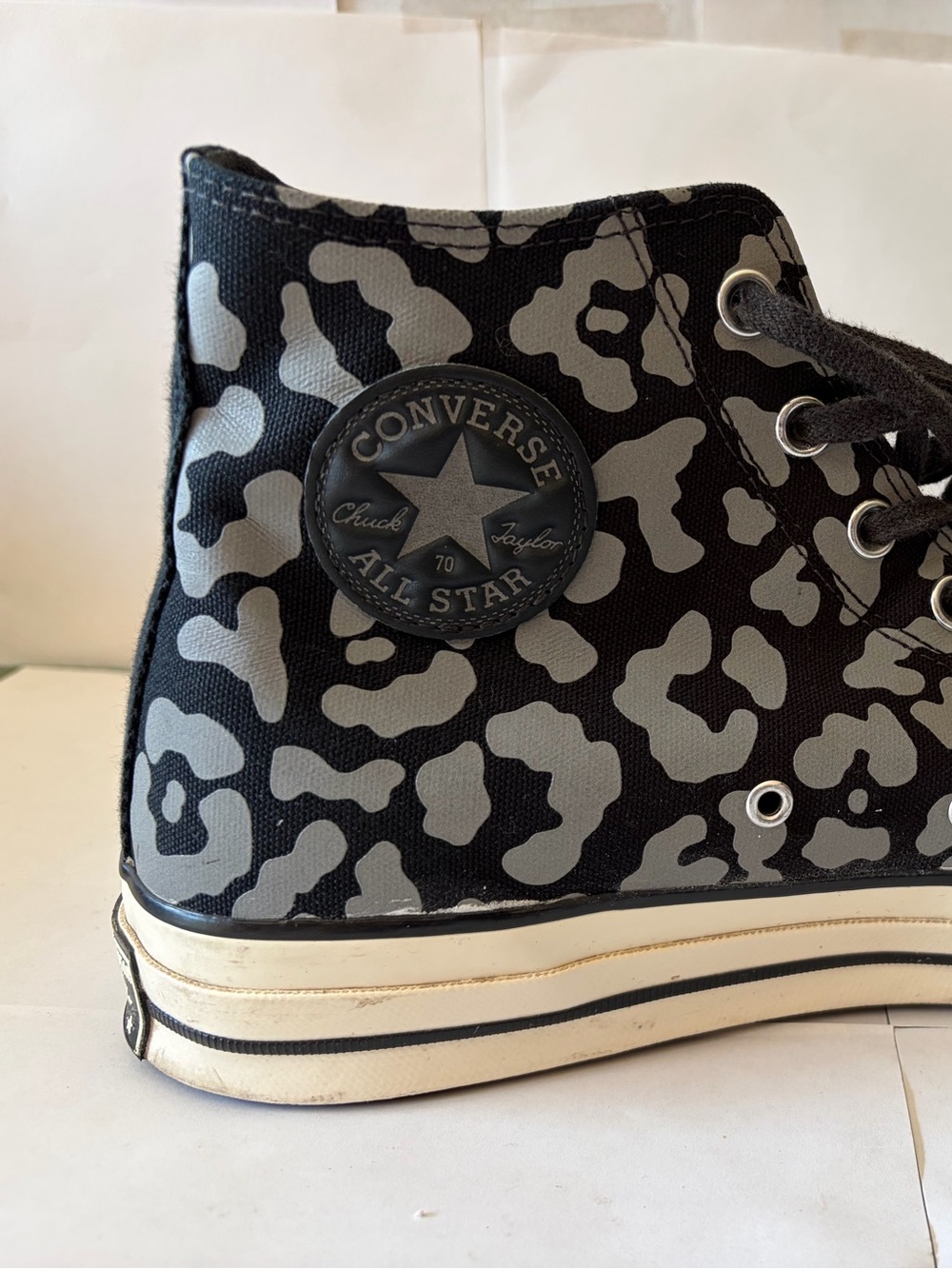 CONVERSE Chuck Taylor 70 Hi Leopard Black Egret 172256C Men 12 Women 14 Canvas